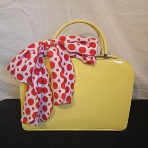 Vintage Yellow Tolin Handbag with Red Polka Dot Scarf